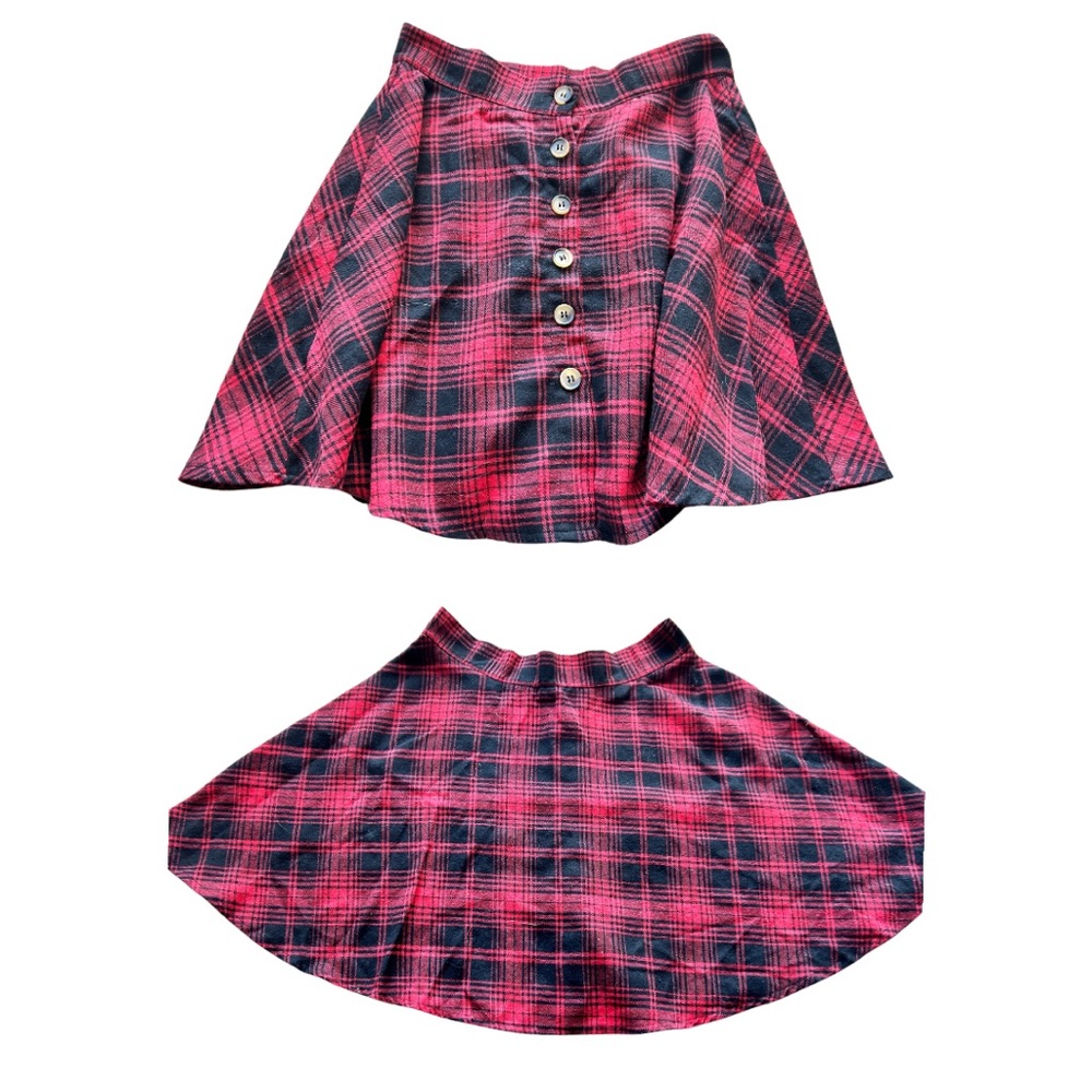 Red Plaid Skater Skirt Size Small EUC